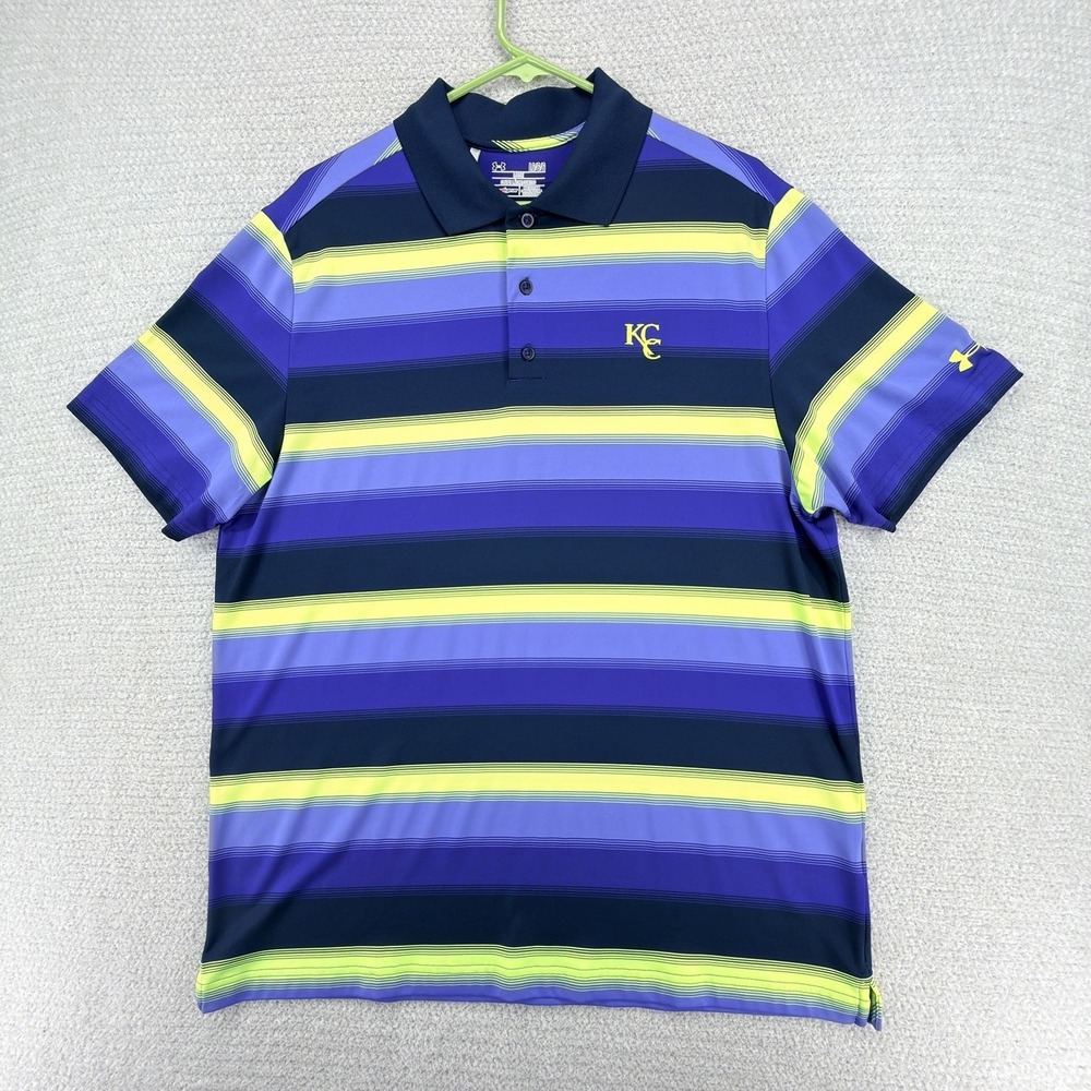 Under Armour Golf Polo‎ Shirt Mens Large Neon HeatGear Performance Tech Stretch